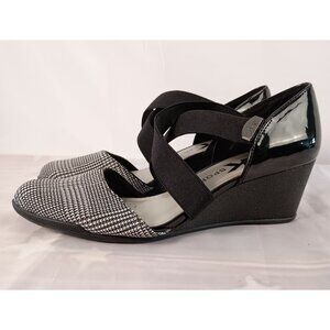 Anne Klein Sport Trista Wedge Heels Houndstooth Slip On Women 8